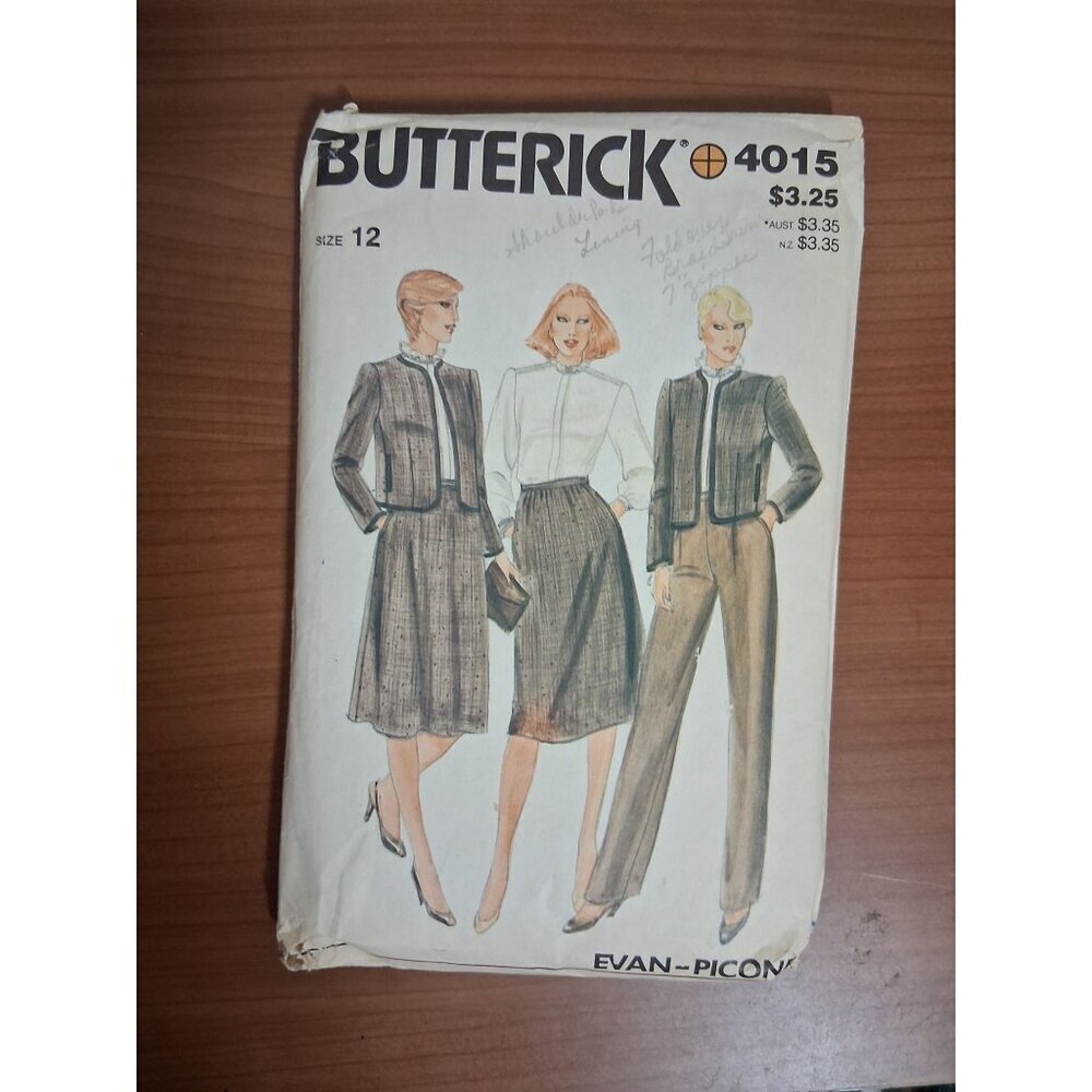 VTG Butterick Sewing Pattern 4015 Evan-Picone Size 12 70s/80s